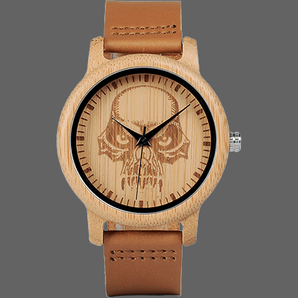Montre crane Punisher en bambou - Bamboo - montre