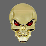 Sticker tête de mort métal - Or yeux rouges - Sticker