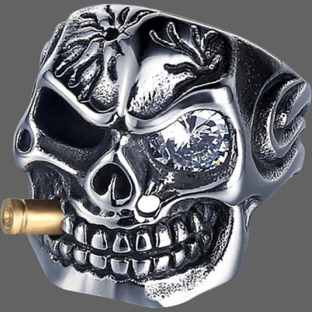 Bague tête de mort au cigare