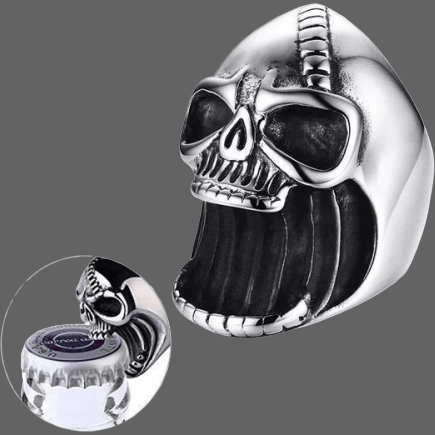 Bague tête de mort ouvre bouteille !! pour homme