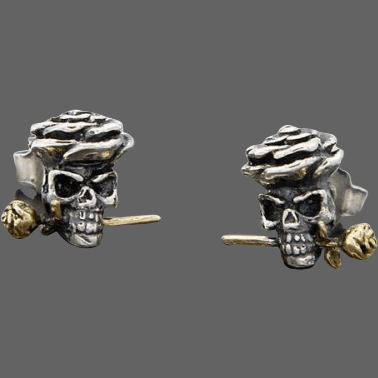 Boucles d’oreilles crane et rose - Boucle d oreille