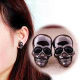 Boucles d’oreilles tête de mort noire - Boucle d oreille