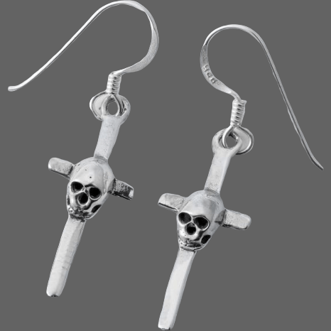 Boucles d’oreilles tête de mort sur une croix Argent - 
