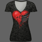T-shirt tête de mort rouge pour femme - skull / S - T-shirt