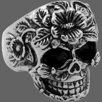 Bague Tête de mort florale