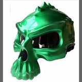 Casque moto vintage tete de mort - Vert / 55-56cm - Casque