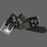 Ceinture cuir skull - Noir / 125cm - Ceinture