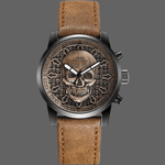 Coffret montre bracelet Tête de mort luxe - Marron - montre