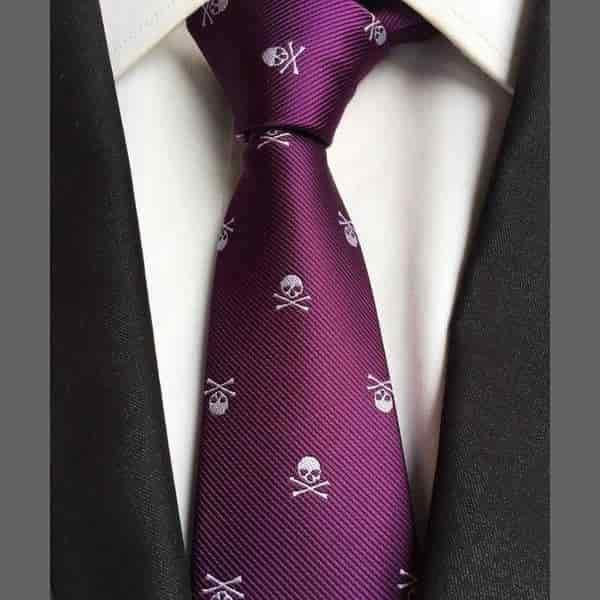 Cravate tête de mort violette - Cravate
