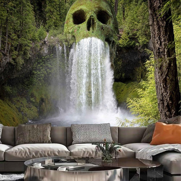 Tenture tête de mort cascade - 95x70CM - Tableau