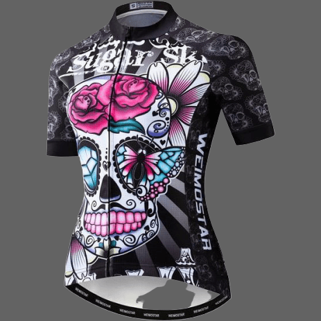 Maillot cycliste féminin crane fleuri - XL - Maillot velo