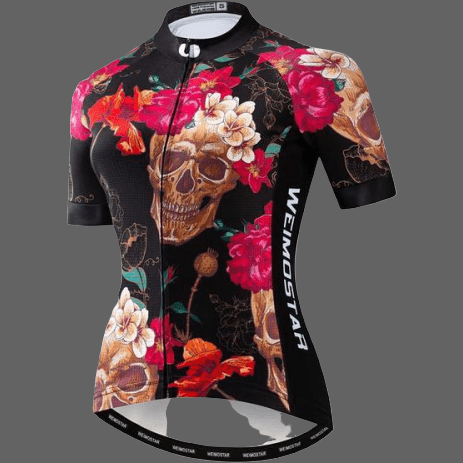 Maillot vélo féminin tête de mort élégant - L - Maillot velo