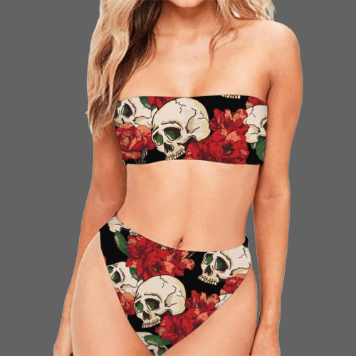 Maillot de bain 2 pièces femme Têtes de mort - XS - Maillot 