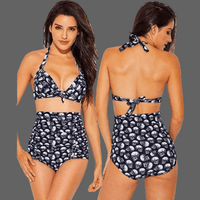 Maillot de bain taille haute têtes de mort pour femme - 