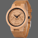 Montre tête de mort en bambou - montre