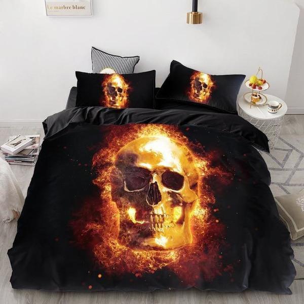 Parure de lit Tête de mort dorée - Full - Parure de lit