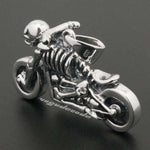 Pendentif moto squelette Argent - Collier