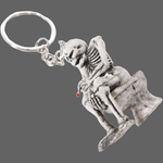 Porte clef squelette sur un WC - Argent - Porte-clefs