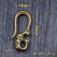 Porte-clefs tete de mort en cuivre - single Skeleton hook - 