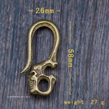 Porte-clefs tete de mort en cuivre - single Skeleton hook - 