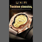 Montre tête de mort de luxe dorée - montre