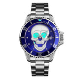 Montre tête de mort lumineuse - Bleu Argent - montre