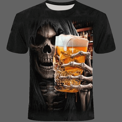 T-shirt tête de mort verre de bière - 4XL - T-shirt
