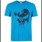 T-shirt Punisher Skull pour homme - Bleu ciel / S - T-shirt