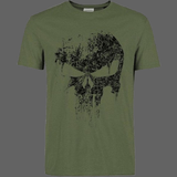 T-shirt Punisher Skull pour homme - Vert foncé Noir / S - 