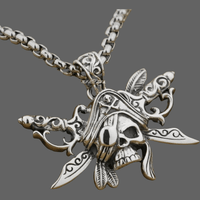 Collier Pirate en argent - Pendentif + Chaineand 24 inch - 