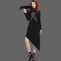 Robe gothique asymétrique - Noir / XXXL - robe