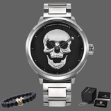 Montre tête de mort + Bracelet pour homme - Argent - montre