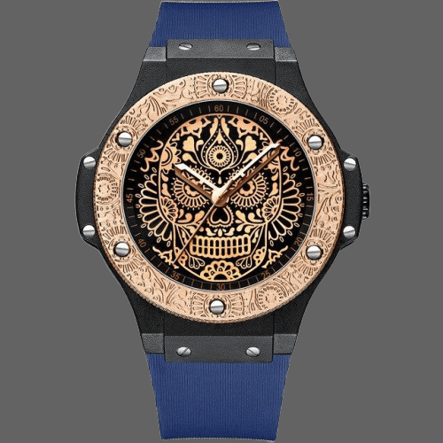 Montre crane mexicain originale - Bleu - montre