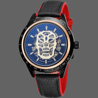 Montre tête de mort bleu - Noir Rouge - montre