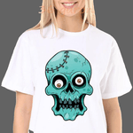 T-shirt Tête de mort affolée - Blanc / XL - T-shirt