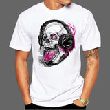 T-shirt Tête de mort DJ fou - Blanc / XXXL - T-shirt