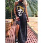 Robe sexy sans manche Tetes de mort