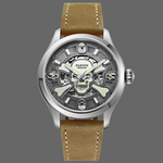 Montre de luxe Pirate - Argent / Bracelet marron - montre