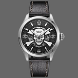 Montre de luxe Pirate - Argent / Bracelet noir - montre