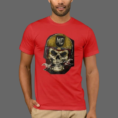 T-shirt tête de mort motard Homme et Femme - Homme, Rouge / 