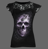 T-shirt dentelle Tête de mort - Noir / M - T-shirt