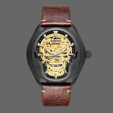 Montre tête de mort de luxe pour homme - Marron - montre