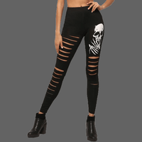 Leggings Têtes de mort fendu - Noir / M - legging