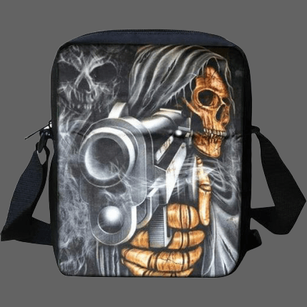 Sac besace Tête de mort revolver - Sac