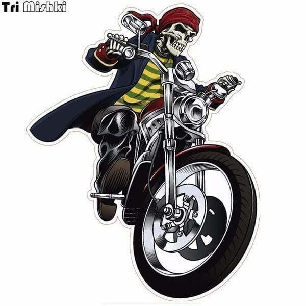 Sticker tete de mort biker 14*18cm - 1 piece - Sticker