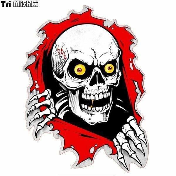 Sticker Tete de mort sortant d’un trou 13x17cm - Sticker