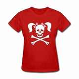 T-shirt tete de mort à couettes - Rouge / XXL - T-shirt