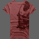 T-shirt Tête de mort artistique - Rouge foncé / S - T-shirt