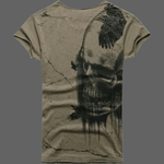 T-shirt Tête de mort artistique - Kaki / S - T-shirt