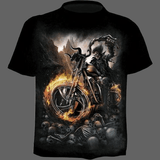 T-shirt tête de mort Biker - Noir / 6XL - T-shirt